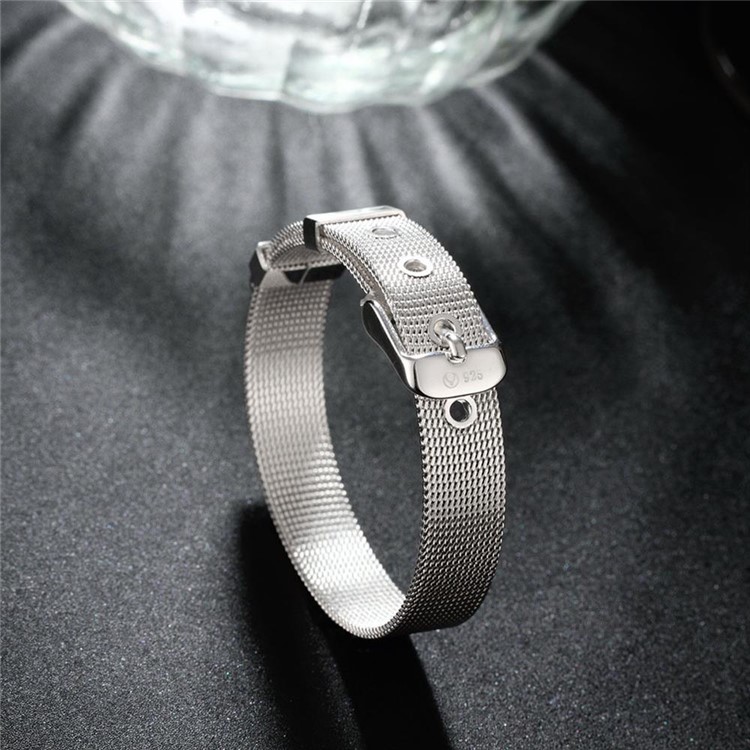 10mm WatchBand Style Silver Plated Mesh Bracelet Chain-3