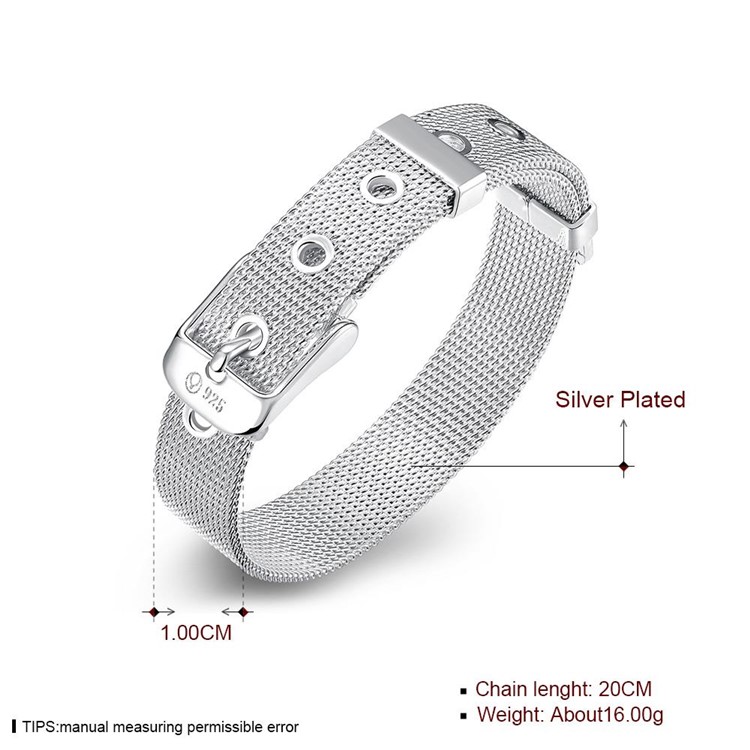 10mm WatchBand Style Silver Plated Mesh Bracelet Chain-6