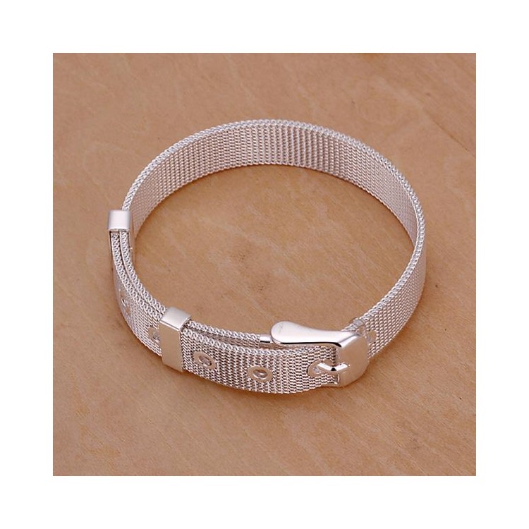 10mm WatchBand Style Silver Plated Mesh Bracelet Chain-8