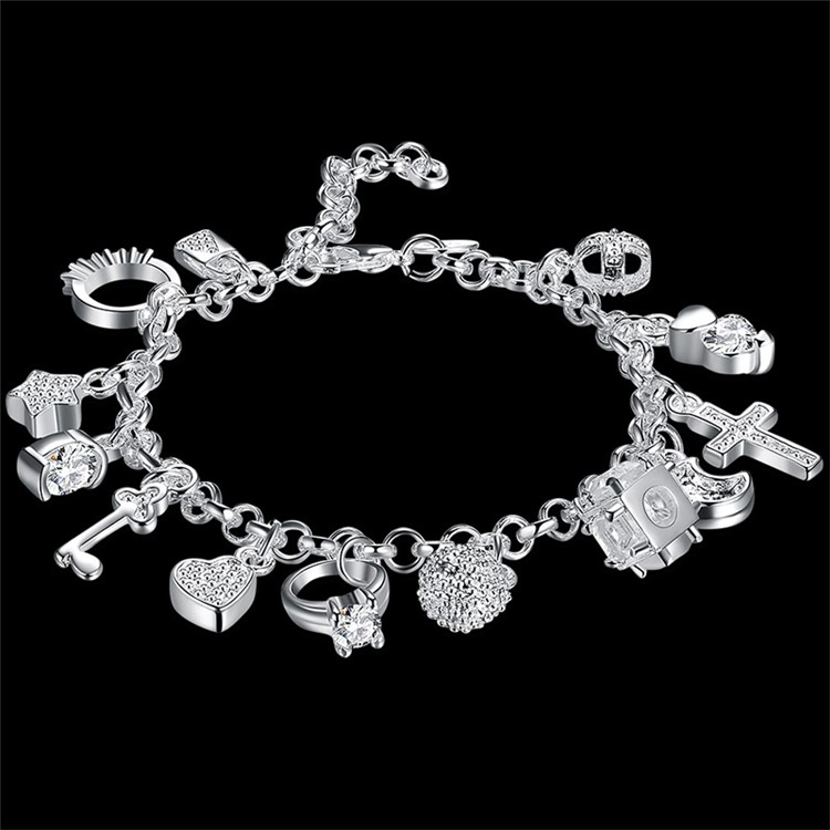 Classic Fashion Silver Plated 13 Hanging Ornaments Bracelets-2