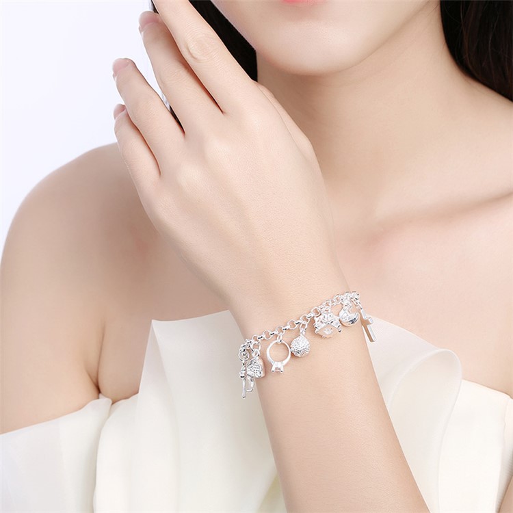 Classic Fashion Silver Plated 13 Hanging Ornaments Bracelets-3