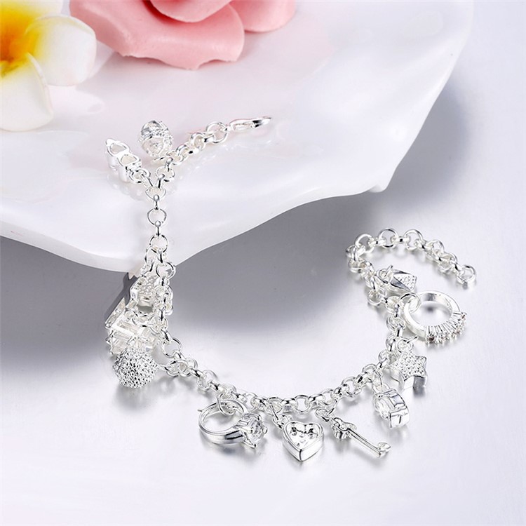 Classic Fashion Silver Plated 13 Hanging Ornaments Bracelets-5