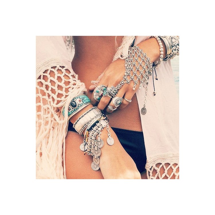 Multi-layer Hand Harness Lady Finger Ring Bracelet Chain-2