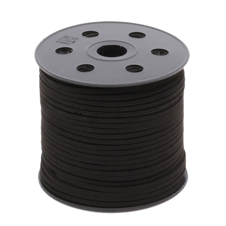 18m Long Micro-Fiber Faux Leather Suede Cord for Bracelet Necklace Beading Jewelry Making, Size: 2.7 x 1.5mm - Black-1