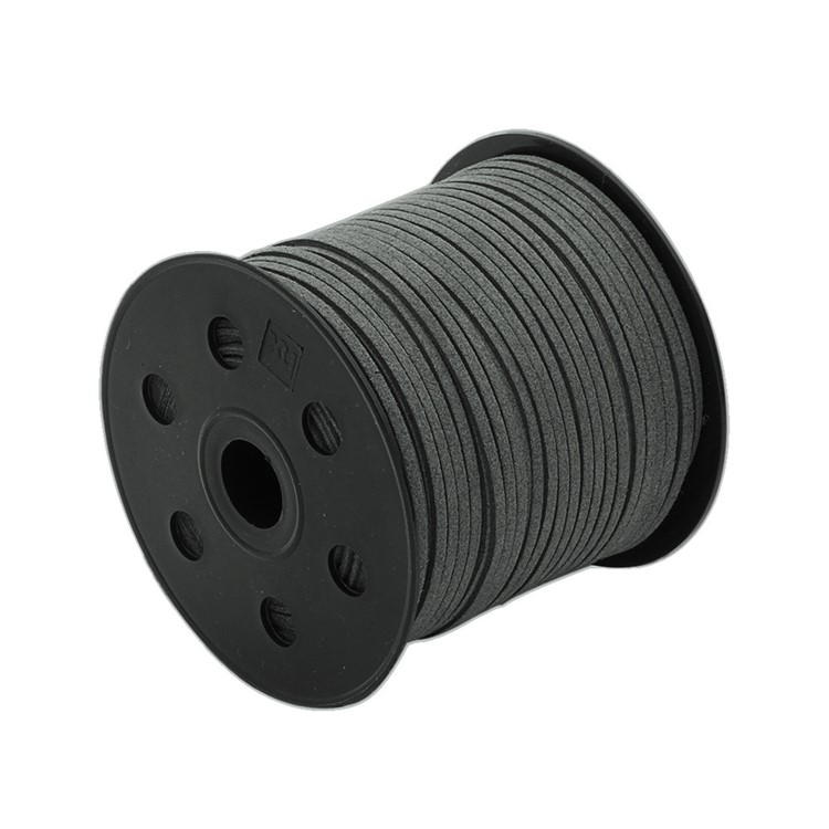 18m Long Micro-Fiber Faux Leather Suede Cord for Bracelet Necklace Beading Jewelry Making, Size: 2.7 x 1.5mm - Black-2