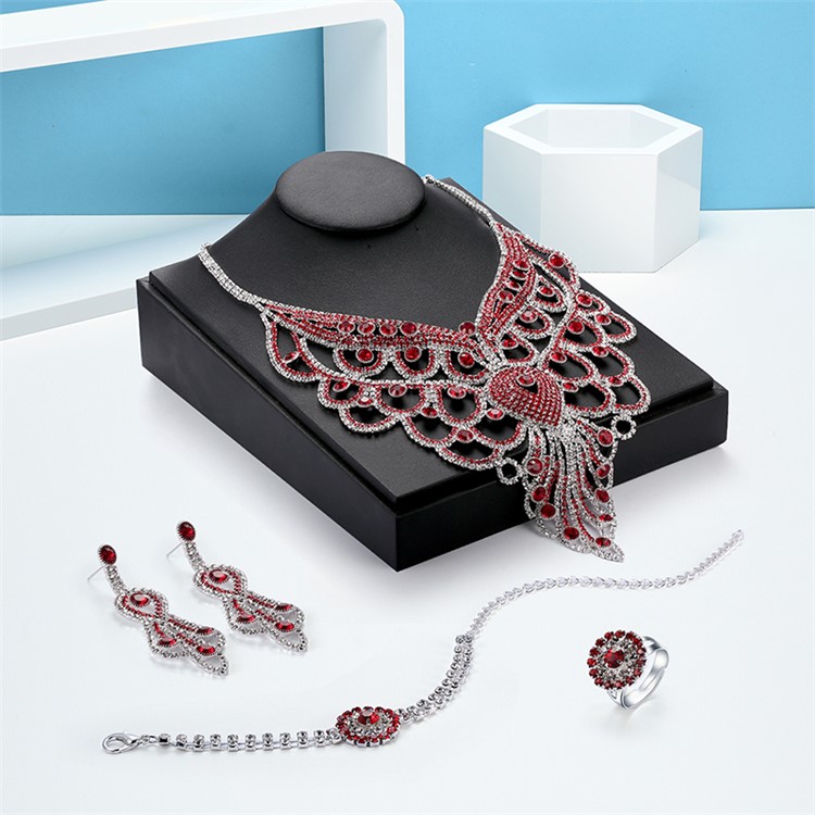 Women's Diamond Jewelry Set Necklace Earrings Bracelet Ring Set-1