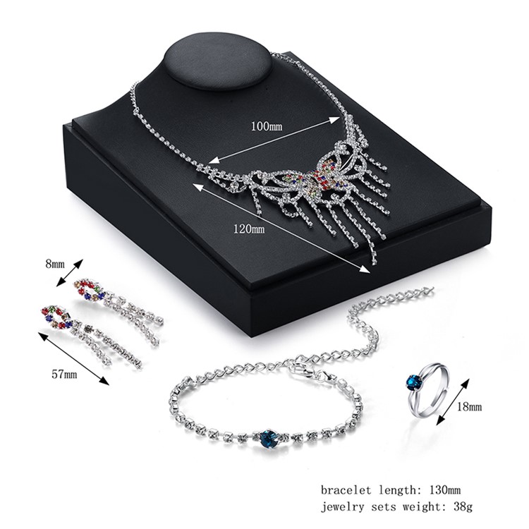 Women's Jewelry Elegant Bracelet Necklace Earrings Ring Charm Set-3