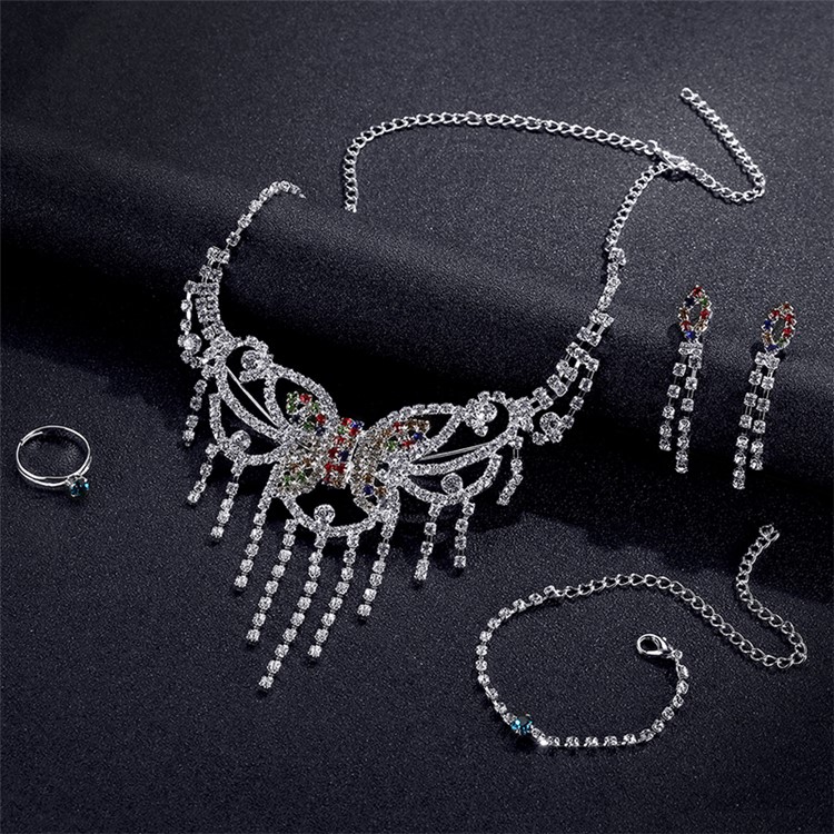 Women's Jewelry Elegant Bracelet Necklace Earrings Ring Charm Set-5