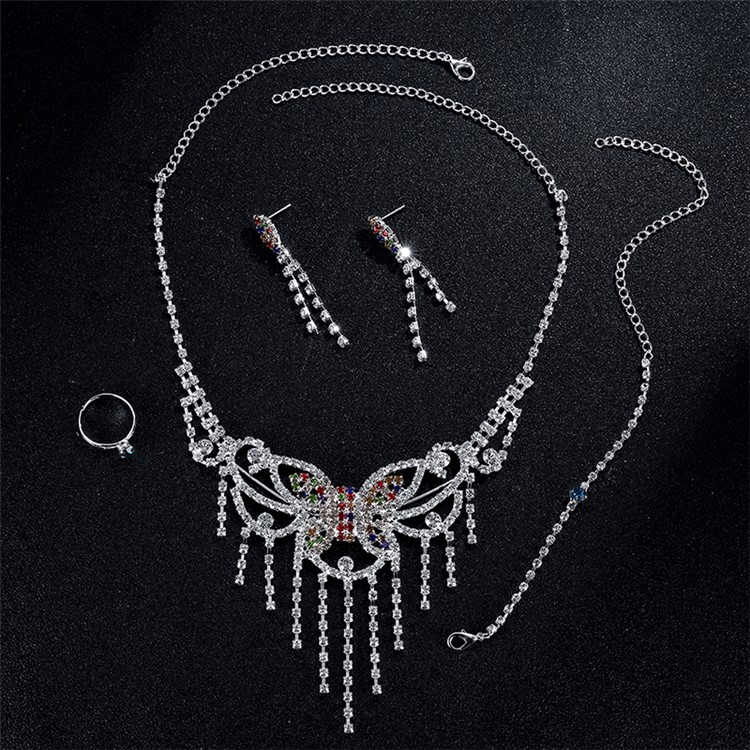 Women's Jewelry Elegant Bracelet Necklace Earrings Ring Charm Set-6