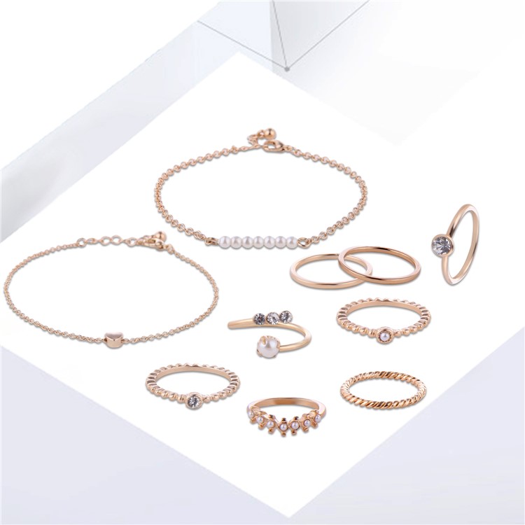 Women's Trendy Jewelry Set Elegant Look Alloy Diamond Delicate Jewelry Set - Style A-1