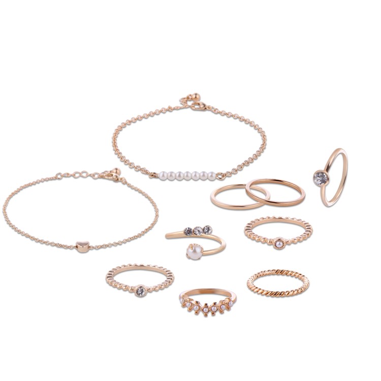 Women's Trendy Jewelry Set Elegant Look Alloy Diamond Delicate Jewelry Set - Style A-2