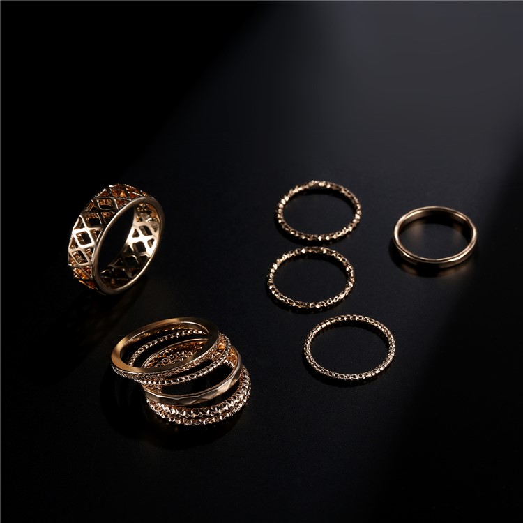 Women's Fashion Ring Bracelet Jewelry Set Gold Plated Jewelry Set - Style A-7