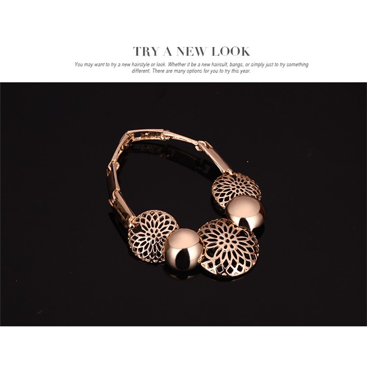 Unique Gold Plated Women's Bride Ring Necklace Earrings Bracelet Fashion Jewelry Set-6