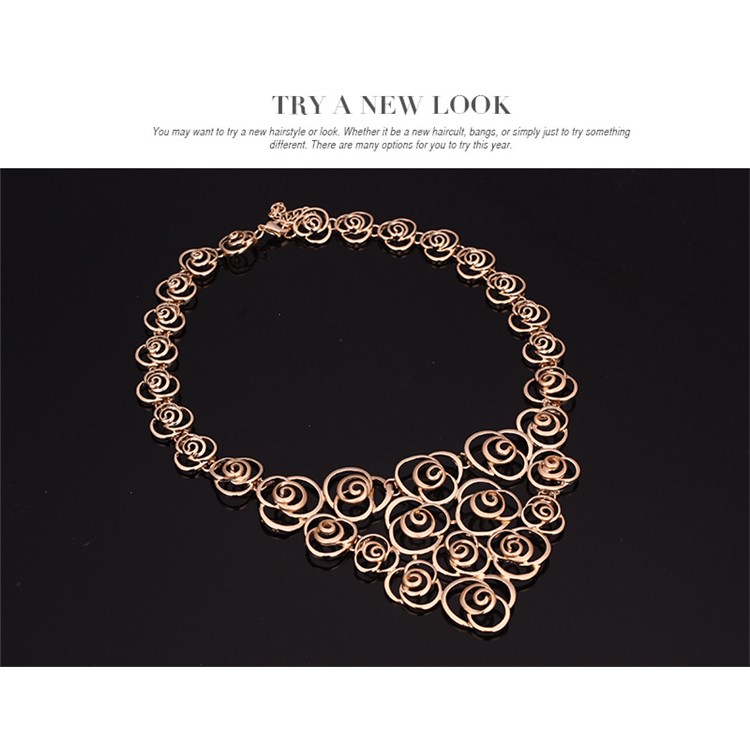 Women's Gold Plated Ring Necklace Earrings Bracelet Jewelry Set for Wedding - Style A-5