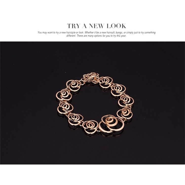Women's Gold Plated Ring Necklace Earrings Bracelet Jewelry Set for Wedding - Style A-6
