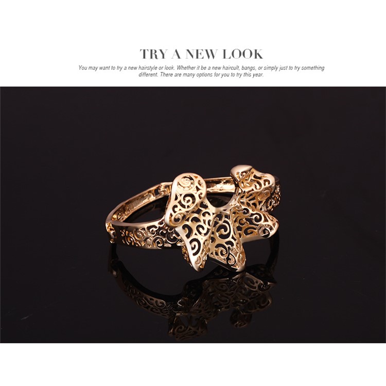 Stylish Gold Plated Necklace Ring Earrings Bracelet Jewelry Set for Wedding-6