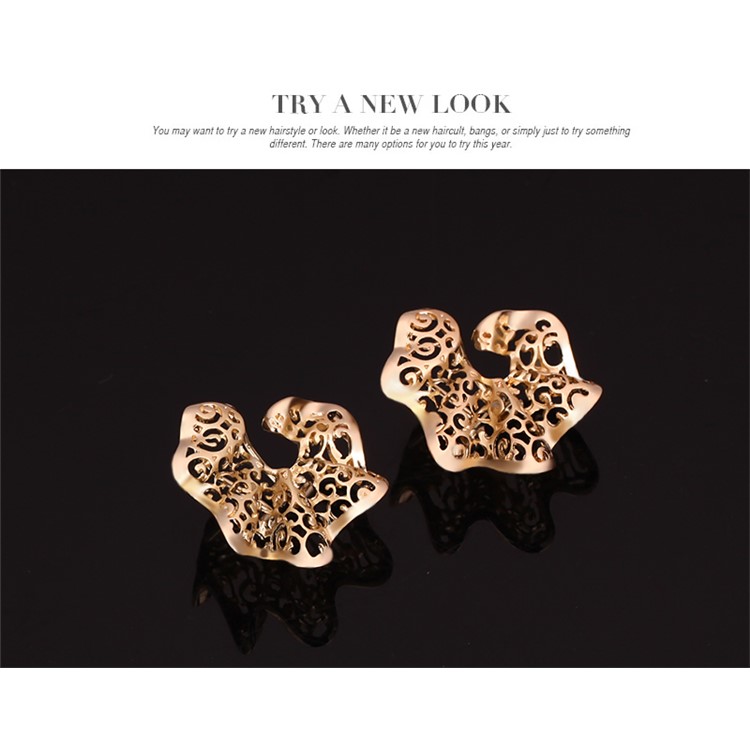 Stylish Gold Plated Necklace Ring Earrings Bracelet Jewelry Set for Wedding-9