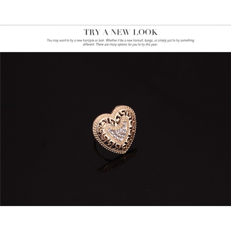 Heart Shape Gold Plated Necklace Ring Earrings Bracelet Fashion Jewelry Set-8