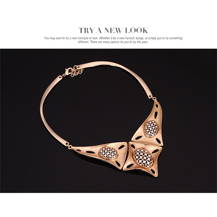 Women's Wedding Gold Plated Necklace Ring Earrings Bracelet Jewelry Set - Style A-5