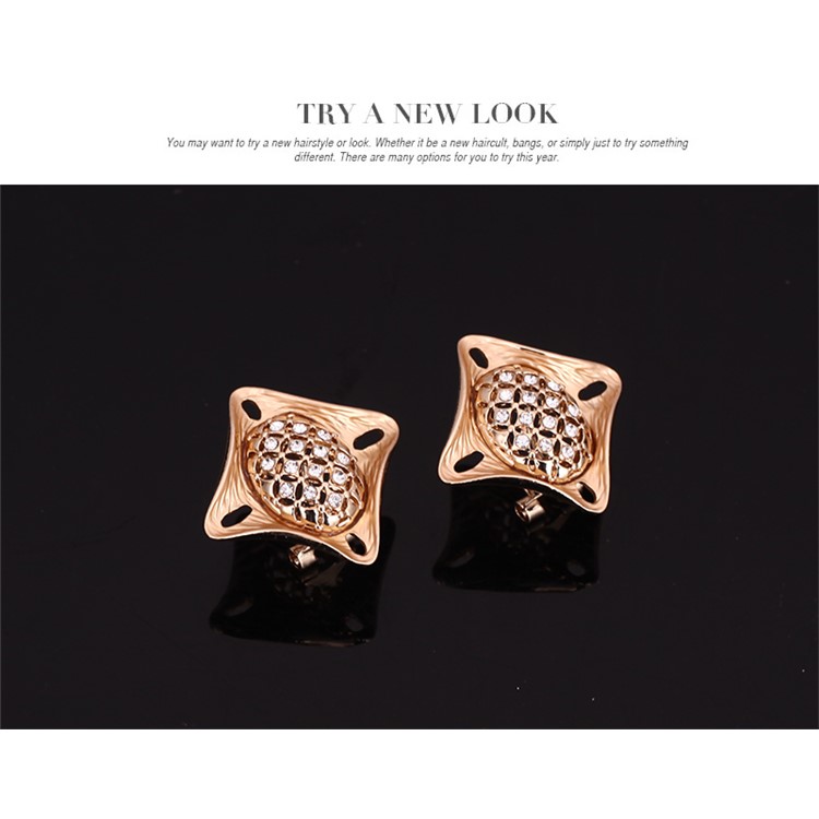 Women's Wedding Gold Plated Necklace Ring Earrings Bracelet Jewelry Set - Style A-9