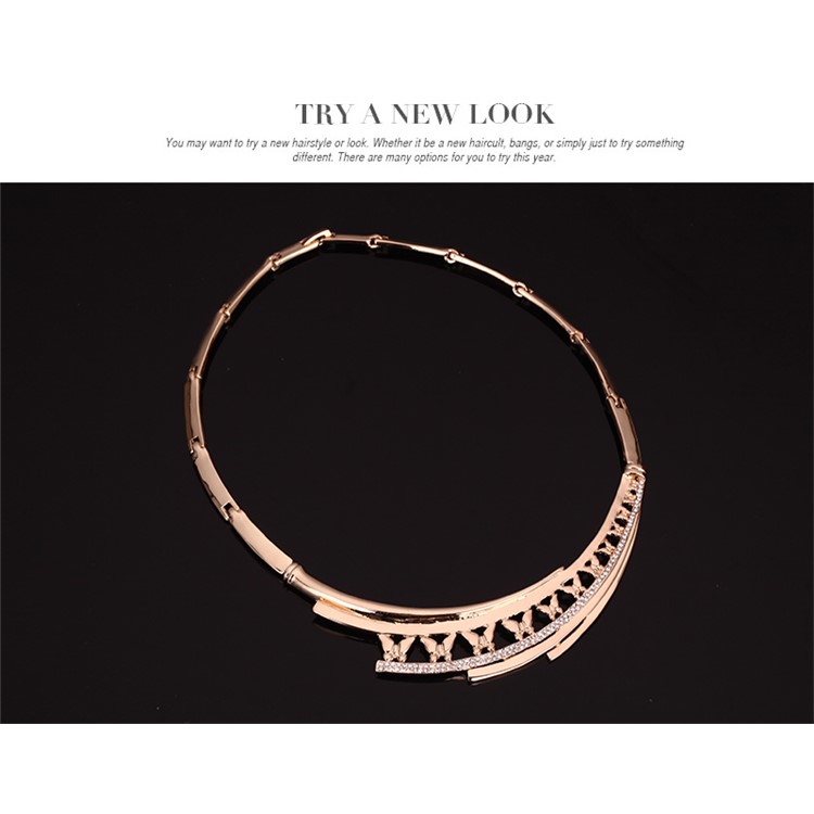 Women's Gold Plated Bracelet Necklace Ring Earrings Jewelry Wedding Set-4