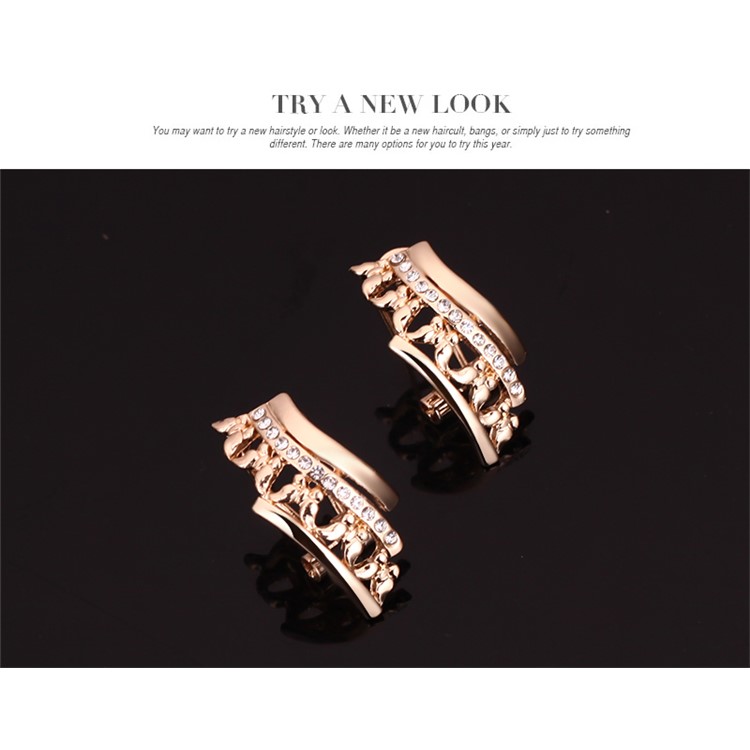 Women's Gold Plated Bracelet Necklace Ring Earrings Jewelry Wedding Set-8