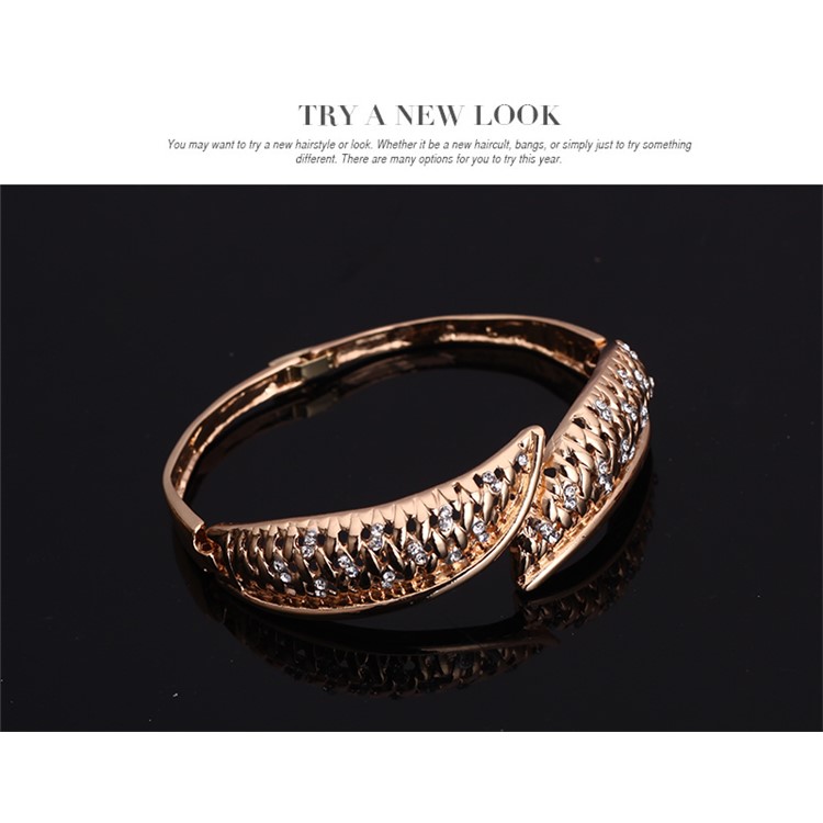 Fashion Gold Plated Necklace Ring Earrings Bracelet Wedding Jewelry Set-6