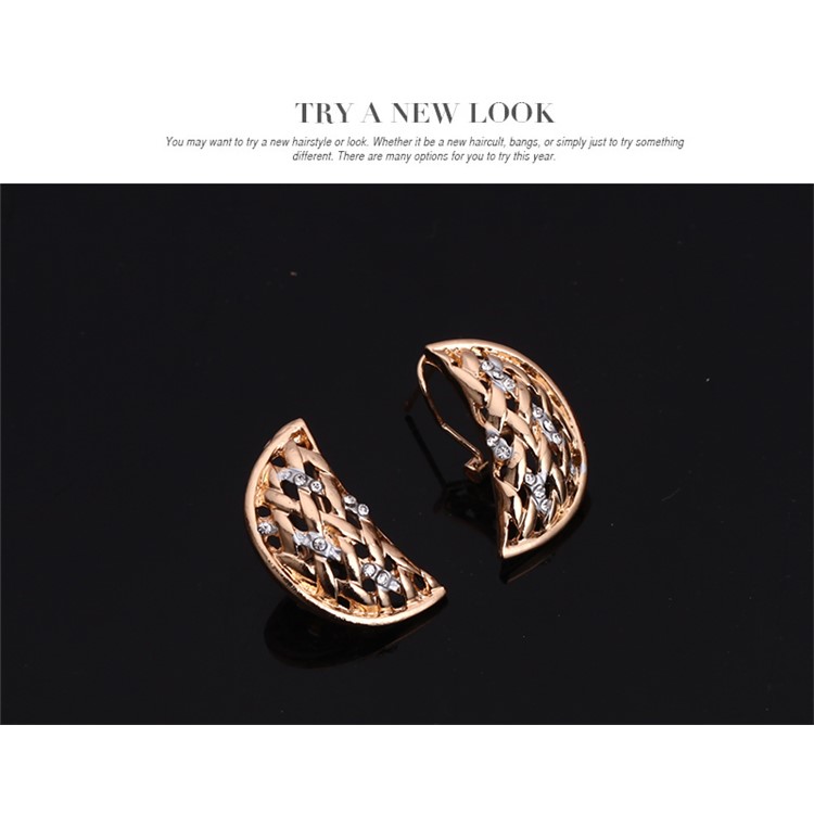 Fashion Gold Plated Necklace Ring Earrings Bracelet Wedding Jewelry Set-9