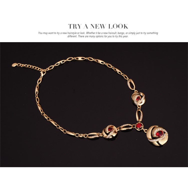 Gold Plated Women's Bride Ring Necklace Earrings Bracelet Wedding Jewelry Set - Style A-5