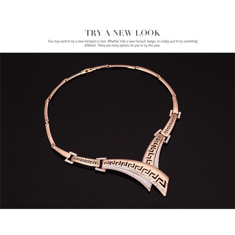 Gold Plated Women Wedding Bride Ring Necklace Earrings Bracelet Jewelry Set-5