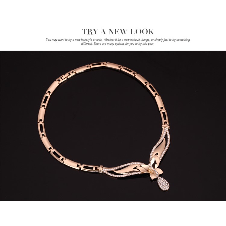Women's Fashion Gold Plated Jewelry Set Earrings Necklace Bracelet Ring Charm Set-5