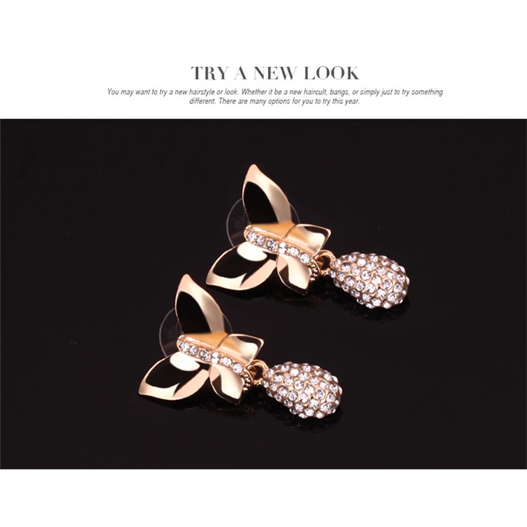 Women's Fashion Gold Plated Jewelry Set Earrings Necklace Bracelet Ring Charm Set-9
