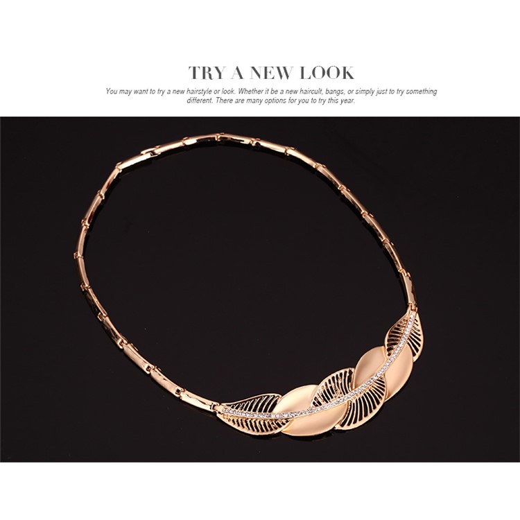 Women's Gold Plated Jewelry Set Necklace Earrings Bracelet Ring-5
