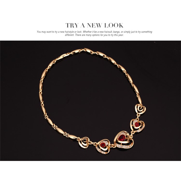 Women's Fashion Gold Plated Bracelet Earrings Necklace Ring Jewelry Set-5