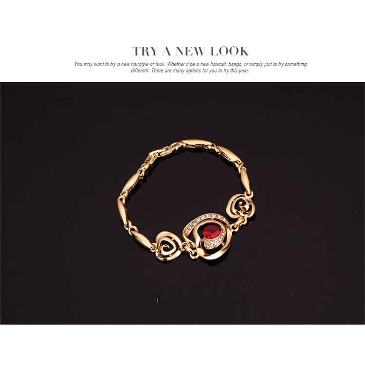 Women's Fashion Gold Plated Bracelet Earrings Necklace Ring Jewelry Set-6