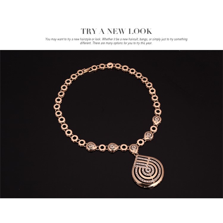 Fashion Gold Plated Earrings Necklace Ring Bracelet Jewelry Set for Women-5
