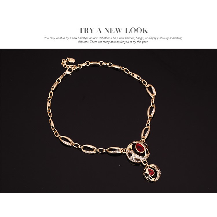 Wedding Women's Gold Plated Necklace Ring Earrings Bracelet Bride Jewelry Set-5