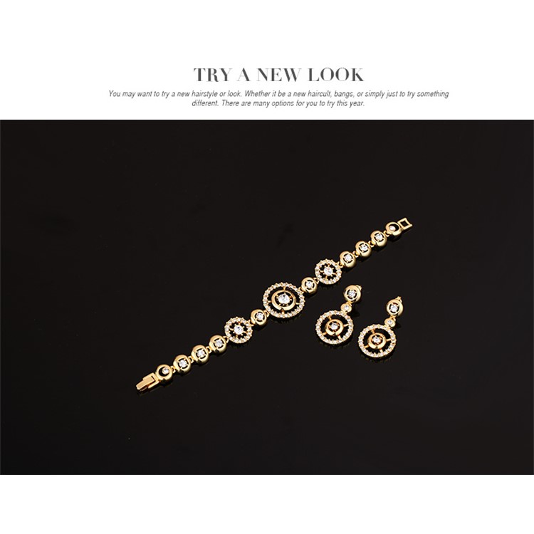 Fashion Gold Plated Ring Necklace Earrings Bracelet Wedding Jewelry Set - Style A-6