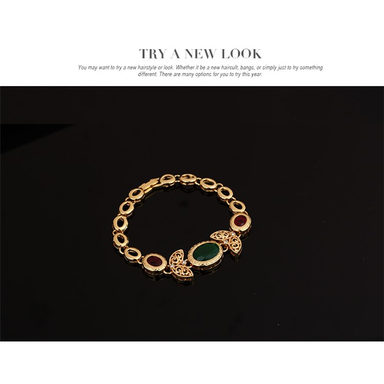 Wedding Fashion Women's Gold Plated Necklace Ring Earrings Bracelet Jewelry Set-5
