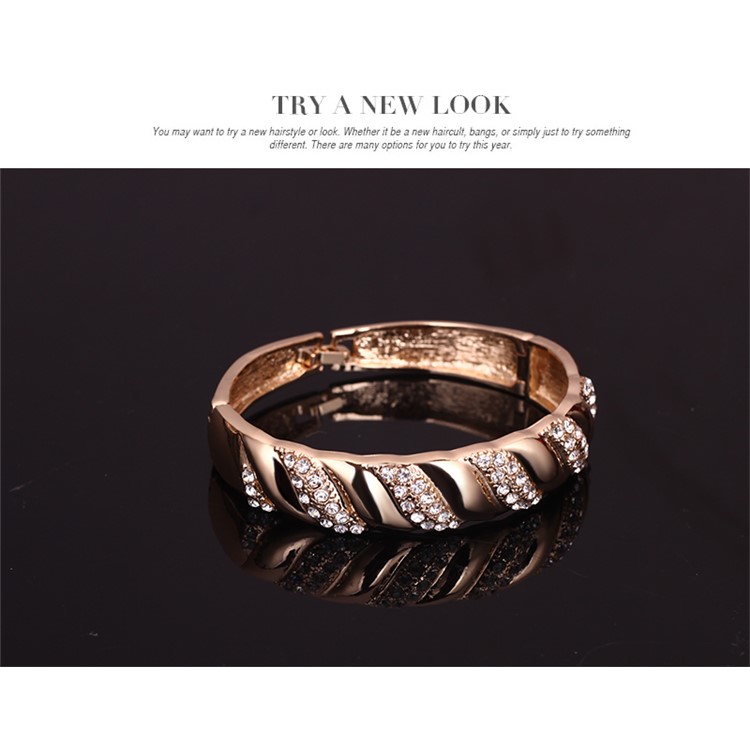 Women's Gold Plated Necklace Ring Earrings Bracelet Jewelry Set for Wedding-6
