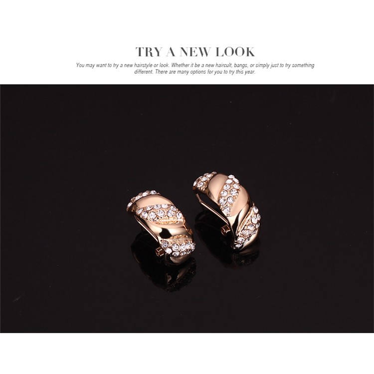 Women's Gold Plated Necklace Ring Earrings Bracelet Jewelry Set for Wedding-9