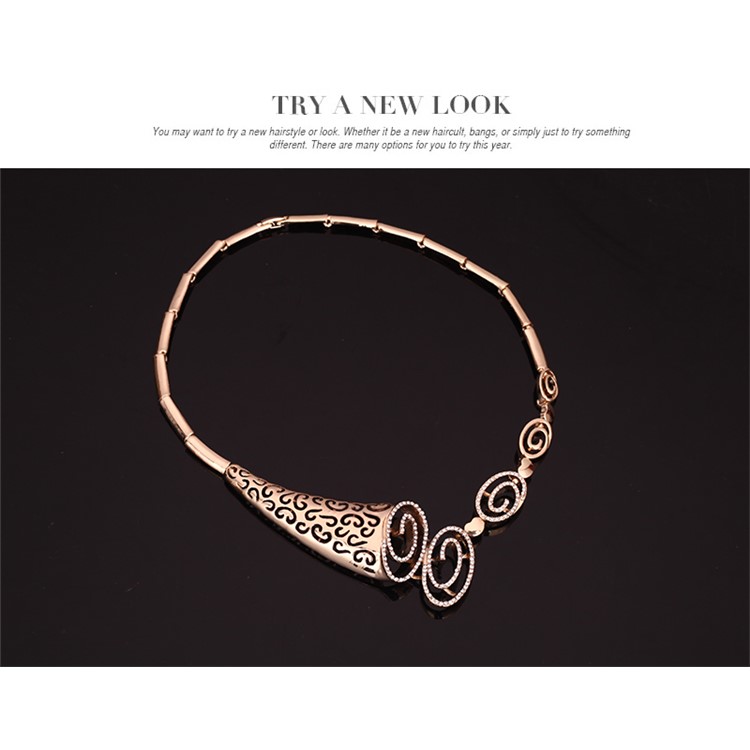 Gold Plated Women Wedding Earrings Bracelet Ring Necklace Jewelry Charm Set-5