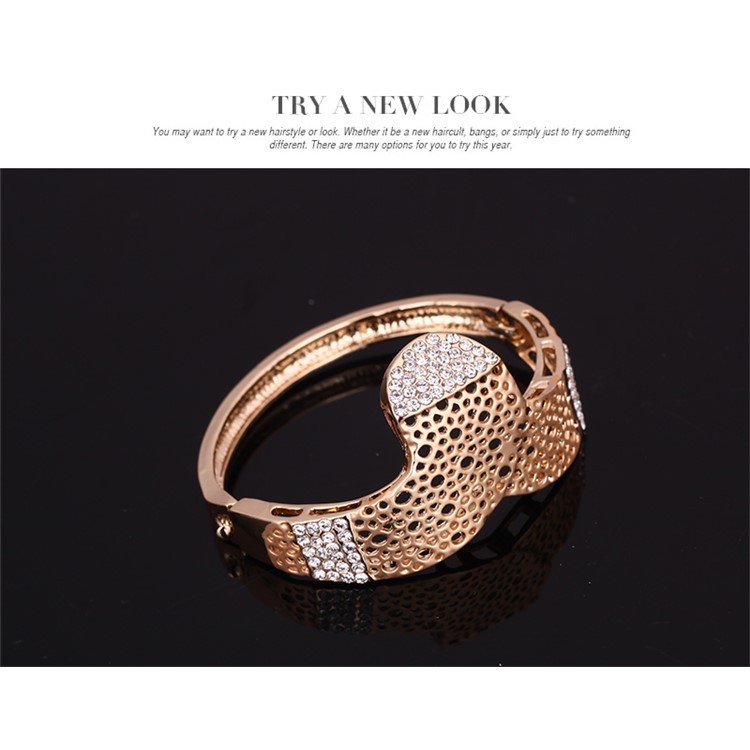 Gold Plated Women Earrings Bracelet Ring Necklace Jewelry Set for Wedding-6
