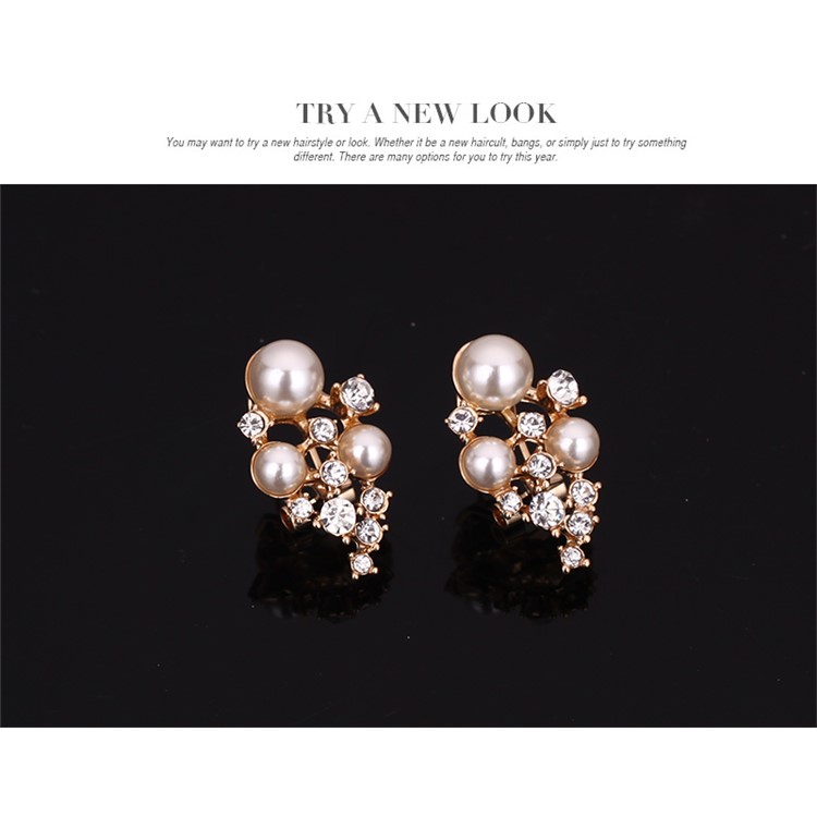 Gold Plated Pearl Fashion Bracelet Ring Necklace Earrings Wedding Jewelry Set-9