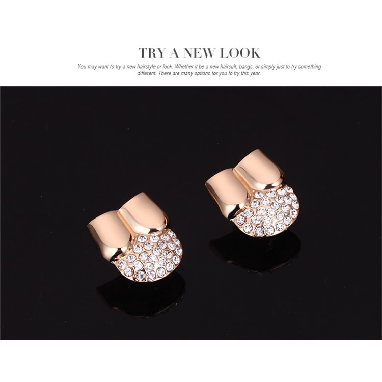 Gold Plated Women Bracelet Ring Necklace Earrings Wedding Jewelry Set-9