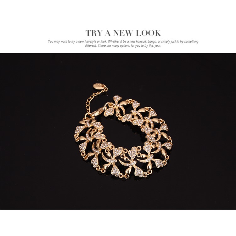 Dragonfly Pattern Gold Plated Pearl Bracelet Ring Necklace Earrings Jewelry Set-6
