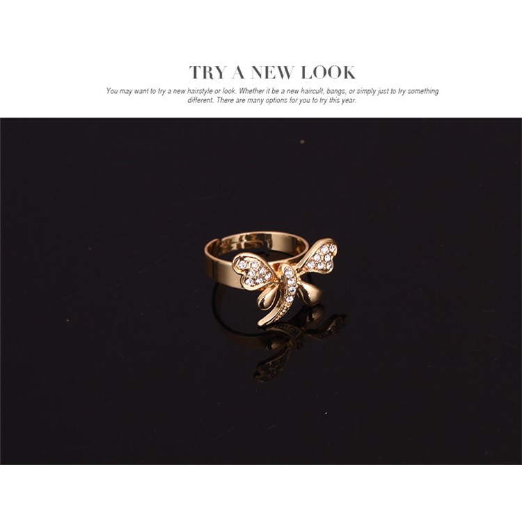 Dragonfly Pattern Gold Plated Pearl Bracelet Ring Necklace Earrings Jewelry Set-8