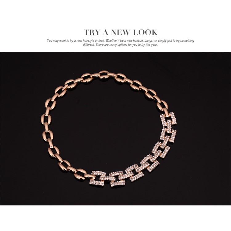 Geometric Pattern Gold Plated Women Bracelet Ring Necklace Earrings Jewelry Set-5