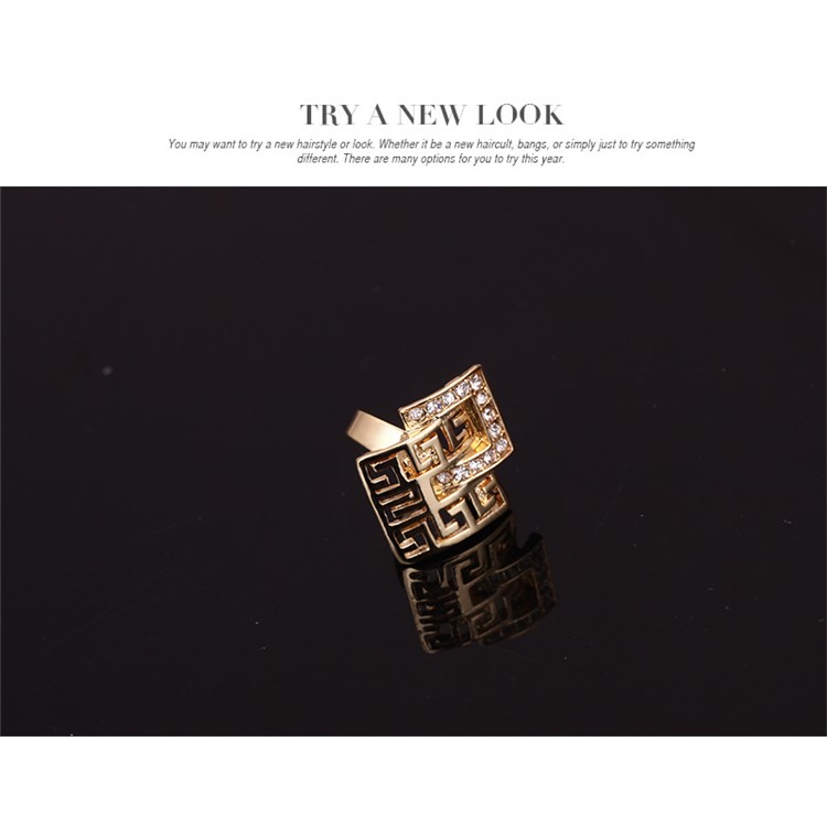 Gold Plated Women Fashion Bracelet Ring Necklace Earrings Jewelry Set-8