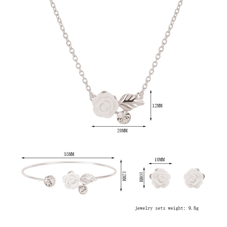 Flower Pattern Fashion Necklace Earrings Bracelet Jewelry Set-3